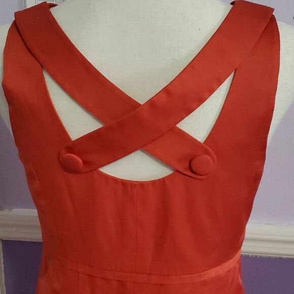 Merona Orange Brick Fitted Sleeveless Crossed Back Cocktail Event Mini Dress - Picture 8 of 13